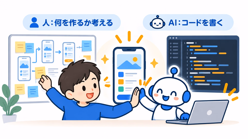 設計は人間、コードはAIが担当するバイブコーディングの役割分担