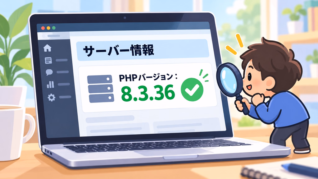 WordPressのサイトヘルスでPHPバージョンを確認するイメージ