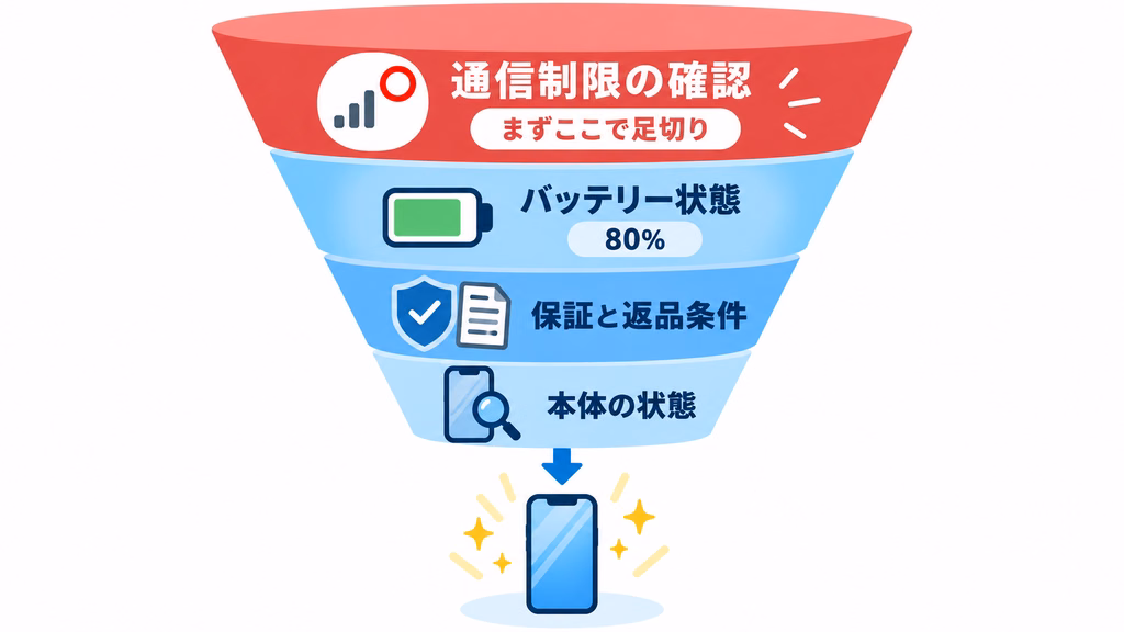 中古スマホを買う前に確認すべきチェックリストの図