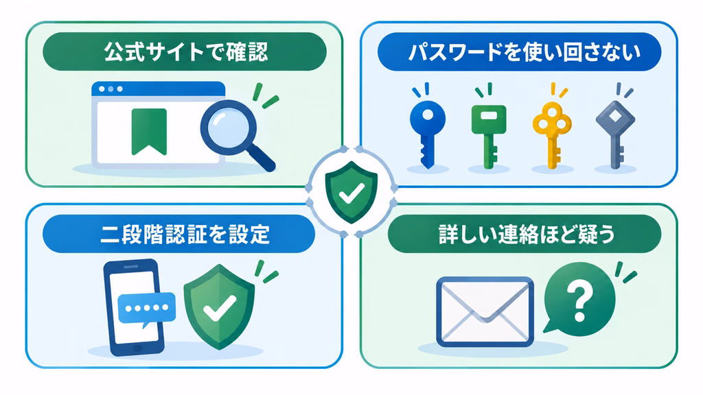 情報漏洩から身を守るための4つの自衛策を示した図