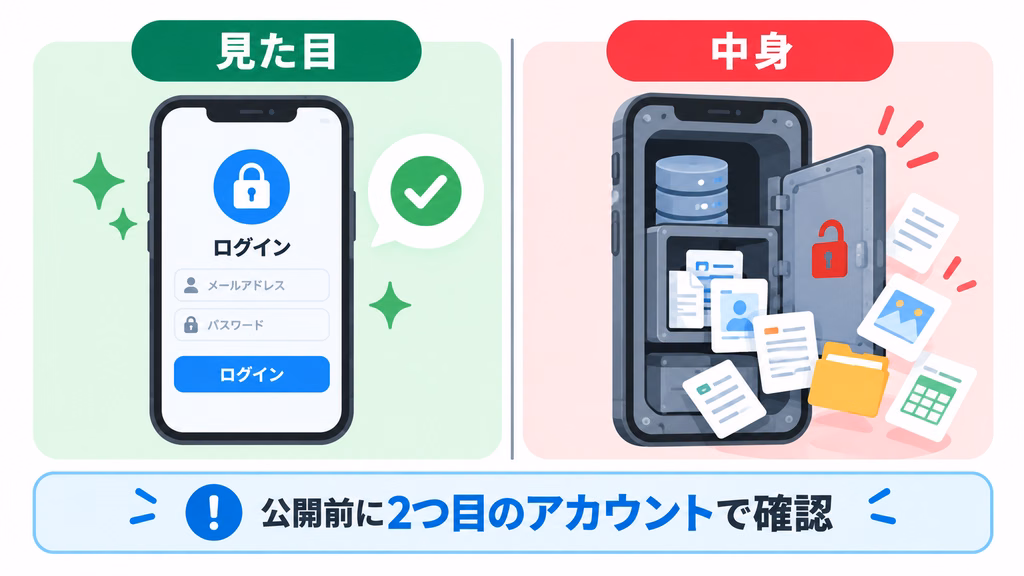 ノーコードアプリを公開する前のセキュリティチェックリストの図